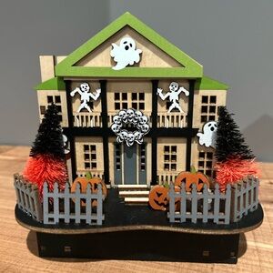 World Market 2022 Laser Cut Wood Halloween LED Light Up Mansion